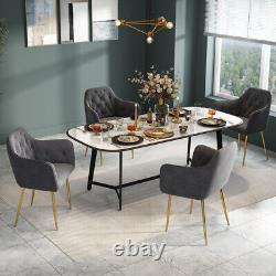 1/2/4/6 Velvet Dining Chairs Golden Legs Upholstered Seat Home Restaurant Office