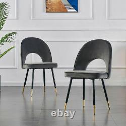 1/2/4/6 Velvet Dining Chairs Set Padded Seat Metal Leg Kitchen Home Office Chair