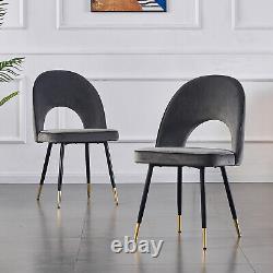 1/2/4 Dining Chairs Velvet Seat Kitchen Living Room Chair Metal Legs Home Office