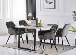 1/2/4PCS Dining Chairs Set Velvet Padded Seat Metal Leg Kitchen ArmChairs Office
