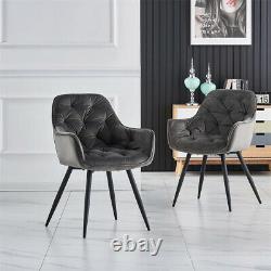 1/2/4X Velvet Dining Chairs Padded Seat Metal Legs With Armchairs Kitchen Lounge