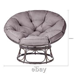 100% Polyester Papasan Chair Charcoal Gray Cushion Cozy Lounge Seating