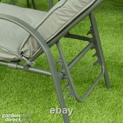 11 Piece Garden Furniture Set Table Chairs Foot Stools & Parasol Matching Grey