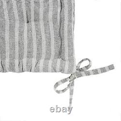 12x French Mattress Seat Cushions Luxury Cotton Garden Chair Pad Grey Stripe