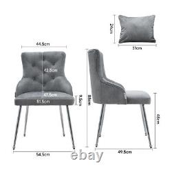 1X Modern Velvet Accent Dining Chair Lounge Armchair With Chrome Legs & Cushion