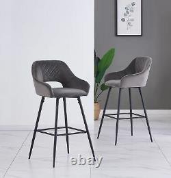 1X2X Bar Stools Velvet Chairs Breakfast Chairs Kitchen Cushioned Cafe Chairs UK