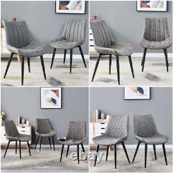 2/4/6 Dining Chairs Distressed Faux Leather Padded Seat Accent Chair Living Room