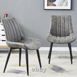 2/4/6 Dining Chairs Distressed Faux Leather Padded Seat Accent Chair Living Room