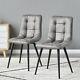2/4/6 Dining Chairs Distressed Faux Suede Fabric Black Metal Legs Kitchen Room