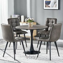 2/4/6 Dining Chairs Distressed Faux Suede Fabric Black Metal Legs Kitchen Room