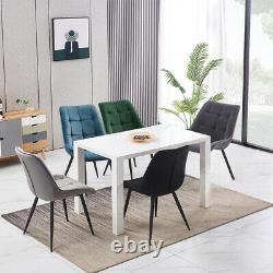 2 4 Dining Chairs Set Velvet Padded Seat Metal Leg Kitchen Dining Room Office UK