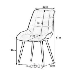 2 4 Dining Chairs Set Velvet Padded Seat Metal Leg Kitchen Dining Room Office UK