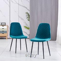 2 4 Dining Chairs Velvet Padded Seat Metal Legs Kitchen Lounge Restaurant Home