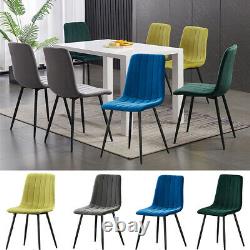 2 4 Velvet Dining Chairs Set Padded Soft Seat With Metal Legs Kitchen Home Chair