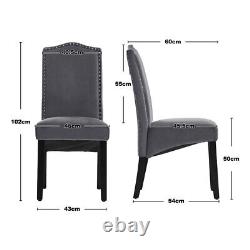 2/4X High Back Upholstered Dining Chairs Kitchen Cushioned Seat Solid Wooden Leg