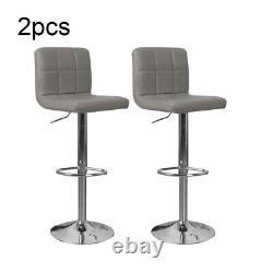 2×Bar Stools Leather Chairs Breakfast Chairs Swivel Gas Lift Kitchen Cushioned
