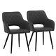 2 Pcs Dining Chairs Faux Leather Diamond Cushion Seat With Hole Brown Grey