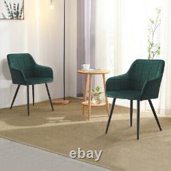 2 Pcs Dining Chairs Velvet/PU Cushion Backrest Seats Reception Armchairs Kitchen
