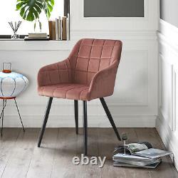2 Pcs Dining Chairs Velvet/PU Cushion Backrest Seats Reception Armchairs Kitchen
