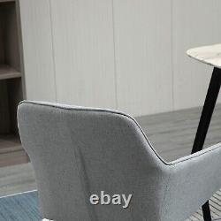 2 Pcs Grey Fabric Dining Chairs Cushioned Seat Metal Sturdy Legs Curved Backrest