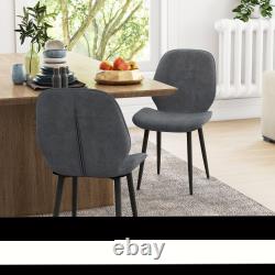 2 Piece Kitchen Chairs, Fabric Dining Chairs with Steel Legs