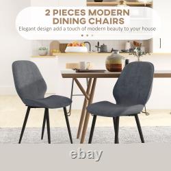 2 Piece Kitchen Chairs, Fabric Dining Chairs with Steel Legs