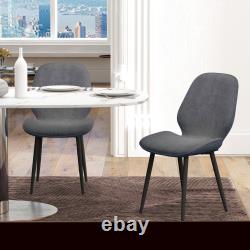 2 Piece Kitchen Chairs, Fabric Dining Chairs with Steel Legs