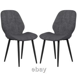 2 Piece Kitchen Chairs, Fabric Dining Chairs with Steel Legs