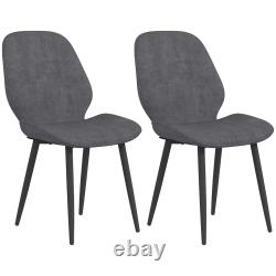 2 Piece Kitchen Chairs, Fabric Dining Chairs with Steel Legs