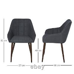 2 Pieces Mid Back Dining Chair with Metal Leg, Sponge Padding, for Home Office