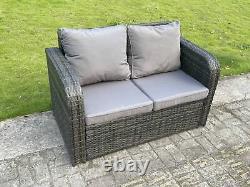 2 Seater Curved Arm Loveseat Rattan Sofa Outdoor Garden Furniture With Cushion