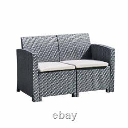 2 Seater Rattan Garden Furniture Outdoor Sofa Chair with Cushions Patio Bench