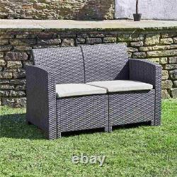 2 Seater Rattan Garden Furniture Outdoor Sofa Chair with Cushions Patio Bench