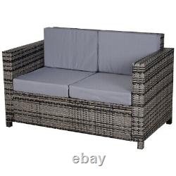 2 Seater Rattan Sofa Weather Resistant Outdoor Garden Chair Grey
