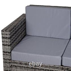 2 Seater Rattan Sofa Weather Resistant Outdoor Garden Chair Grey