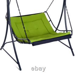 2 Seater Swing Chair Bed Hammock Bed Seat with Adjustable Canopy Cushion