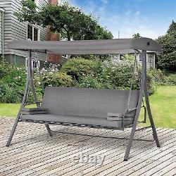 2-in-1 Patio 3 Seater Swing Chair Hammock with Cushion Adjustable Canopy Garden