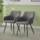 2x Dining Chairs Velvet / Faux Leather Cushion Office Chairs Metal Legs Office