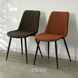 2X Faux Leather Dining Chairs Metal Legs Office Chairs Padded Cushion Kitchen