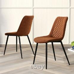 2X Faux Leather Dining Chairs Metal Legs Office Chairs Padded Cushion Kitchen
