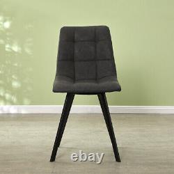 2pcs Deep Grey Dining Chairs Set Faux Suede Cushion Metal Legs Restaurant Chair
