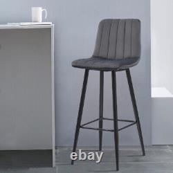 2pcs Dining Chairs Barstools Set Velvet Cushion Padded Metal Legs Kitchen Chair