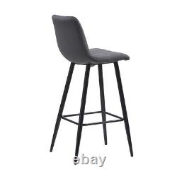2pcs Dining Chairs Barstools Set Velvet Cushion Padded Metal Legs Kitchen Chair