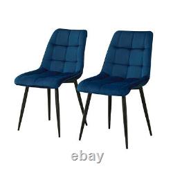 2pcs Dining Chairs Set Velvet Cushion Soft Padded Metal Legs Restaurant Chair