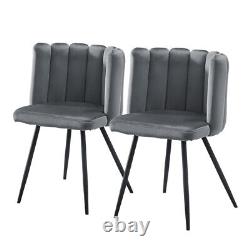 2pcs Vintage Velvet Cushion Padded Seat Metal Legs Dressing Chair Tub Chair Grey