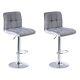 2x Adjustable Breakfast Bar Stools Velvet Chair Swivel Lift Kitchen In Grey