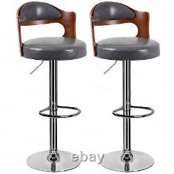 2x Bar Stools Swivel Breakfast Chairs PU Leather Gas Lift Kitchen Cushioned Seat