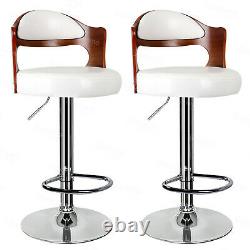 2x Bar Stools Swivel Breakfast Chairs PU Leather Gas Lift Kitchen Cushioned Seat
