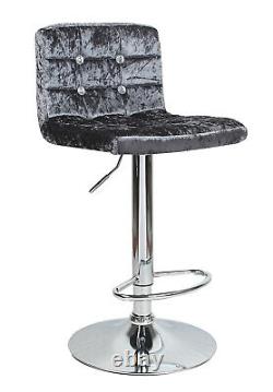 2x Crushed Velvet Bar Stool Cuban Stool Kitchen Barstools Dining Chairs Cushion