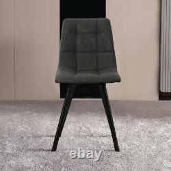 2x Dining Chairs Faux Suede Cushion Padded Metal Legs Restaurant Lounge Chair